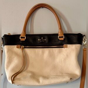Kate Spade Vintage Structured Cream, Black & Tan Colorblock Satchel